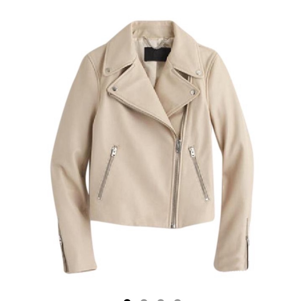 J. Cream leather jacket. Size 4